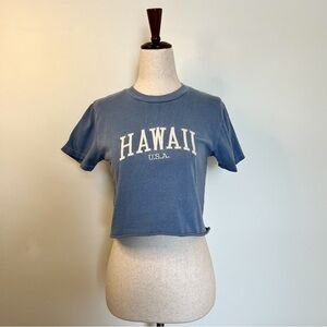 Brandy Melville Blue Cropped Hawaii Tee Size XS - Small